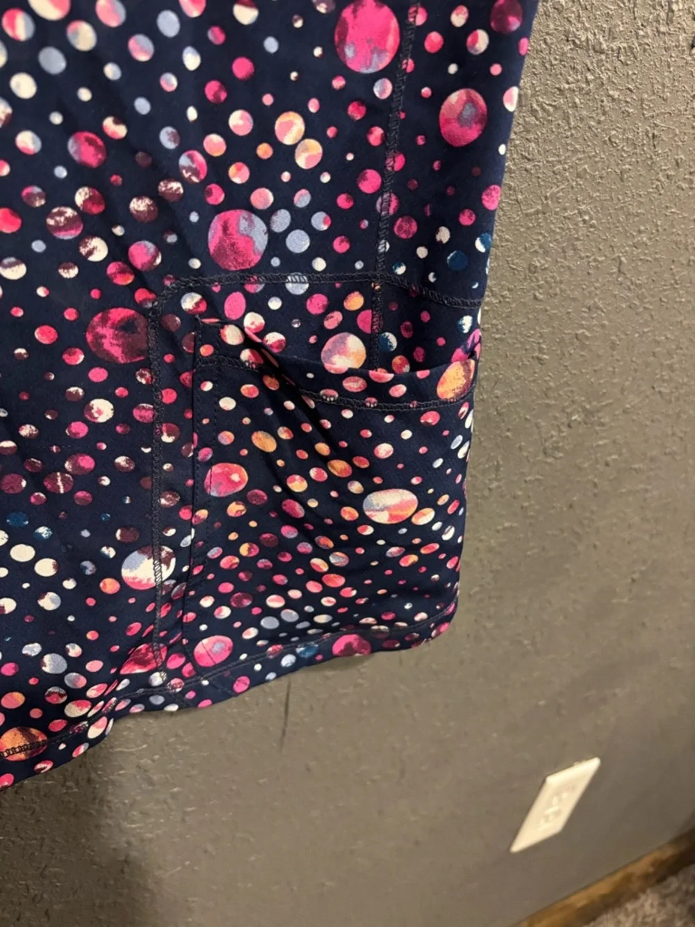 Dickies Navy Scrub Top with Pink Dot Pattern